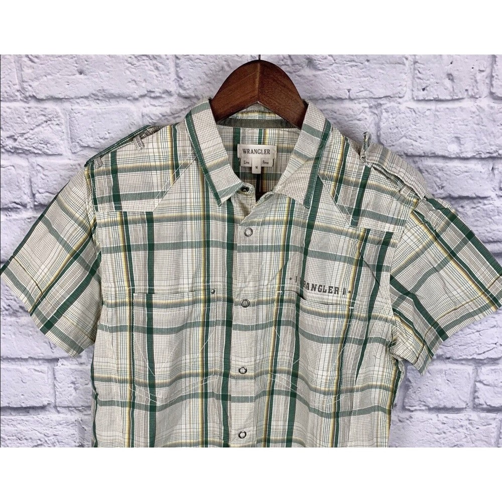 Wrangler American Cowboy Western Pearl Snap Multicolor Short Sleeve Plaid Medium